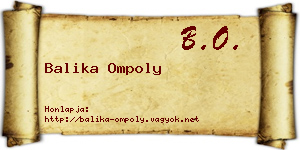 Balika Ompoly névjegykártya